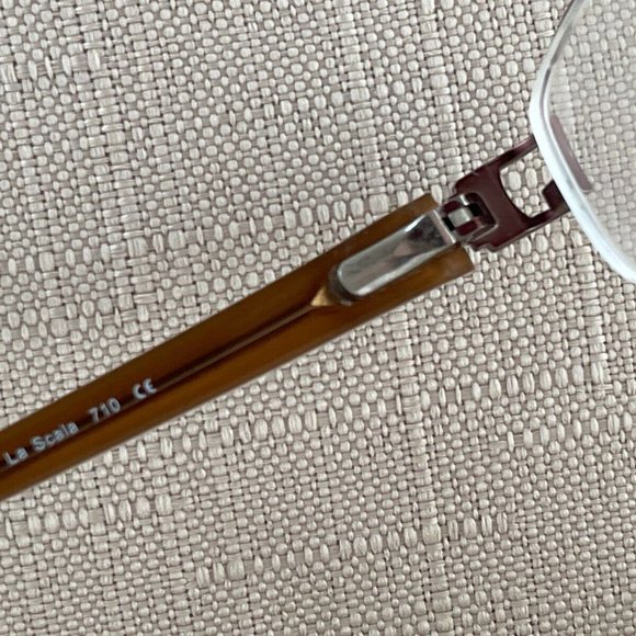 La Scala Women Eyeglasses Frame Half Rim Brown Tone Metal Glasses Frame 51]18 - Picture 8 of 13